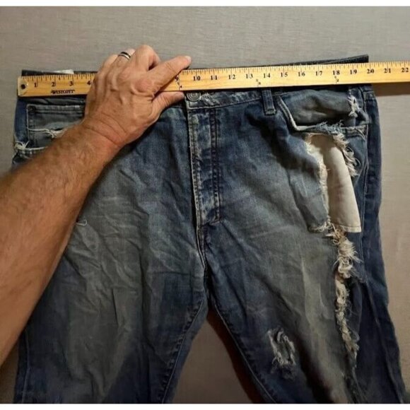 JNCO Jeans Mens 40 Blue‎ Denim Destroyed Belted Pocketed Men 40X31. - Picture 7 of 12